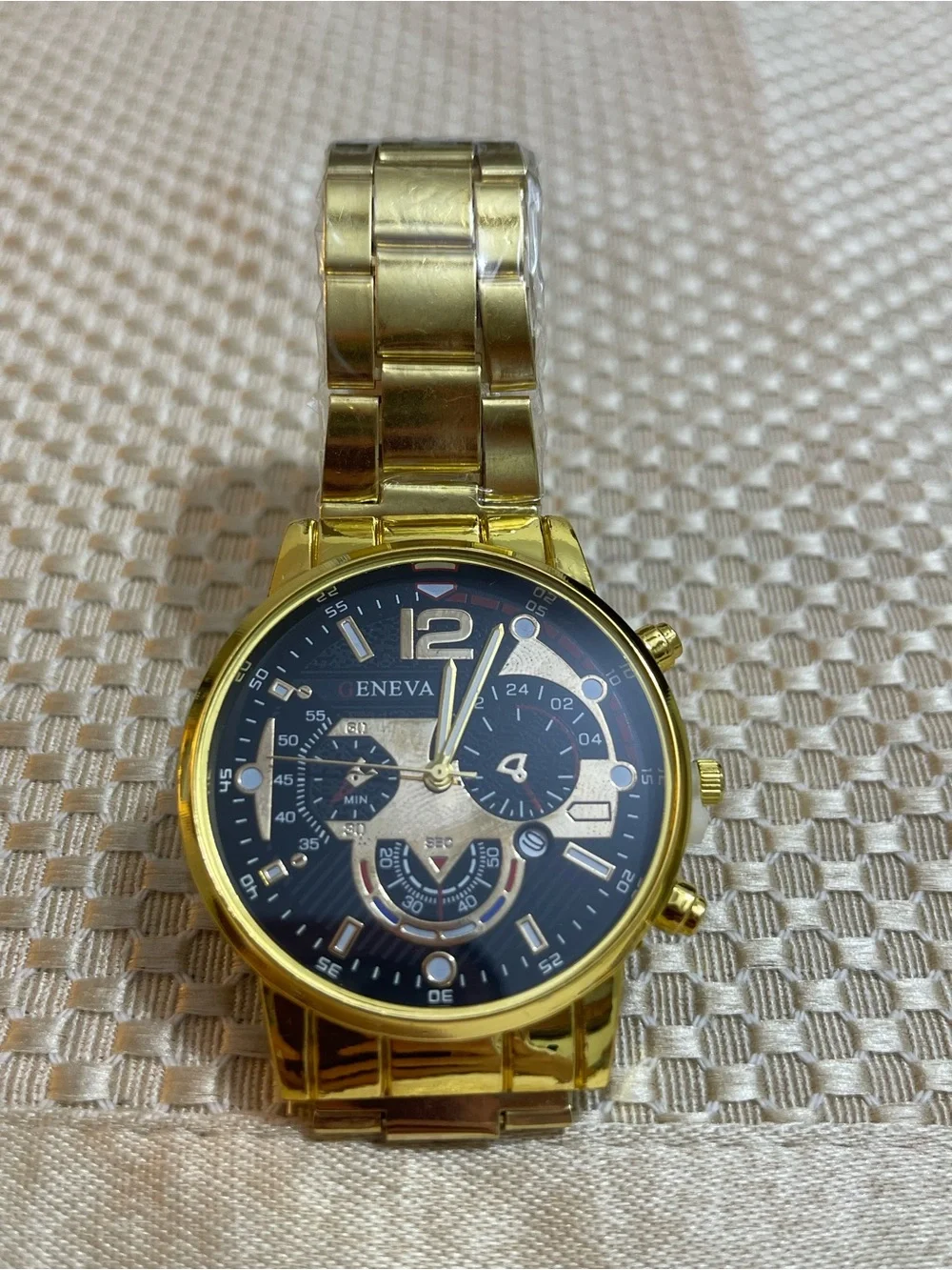 Geneva Gold-Tone Men’s Watch with Black Dial